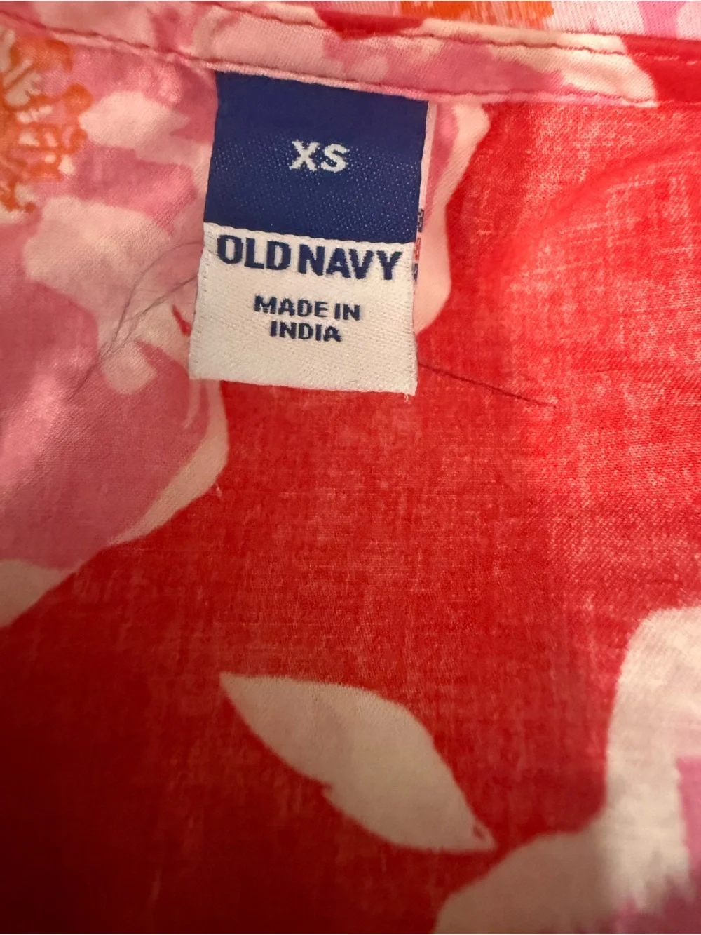Old Navy Floral Wrap Peplum Blouse XS Pink Red 100% Cotton